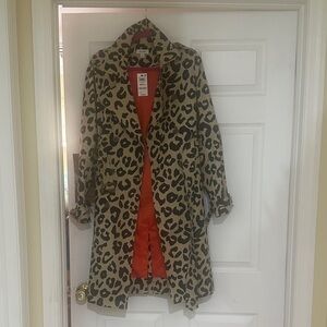 Leopard Print Trench Coat with Red Lining